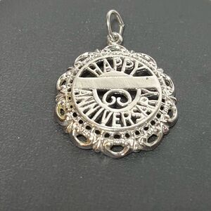 Vintage Sterling Silver 'HAPPY ANNIVERSARY' Pendant Charm